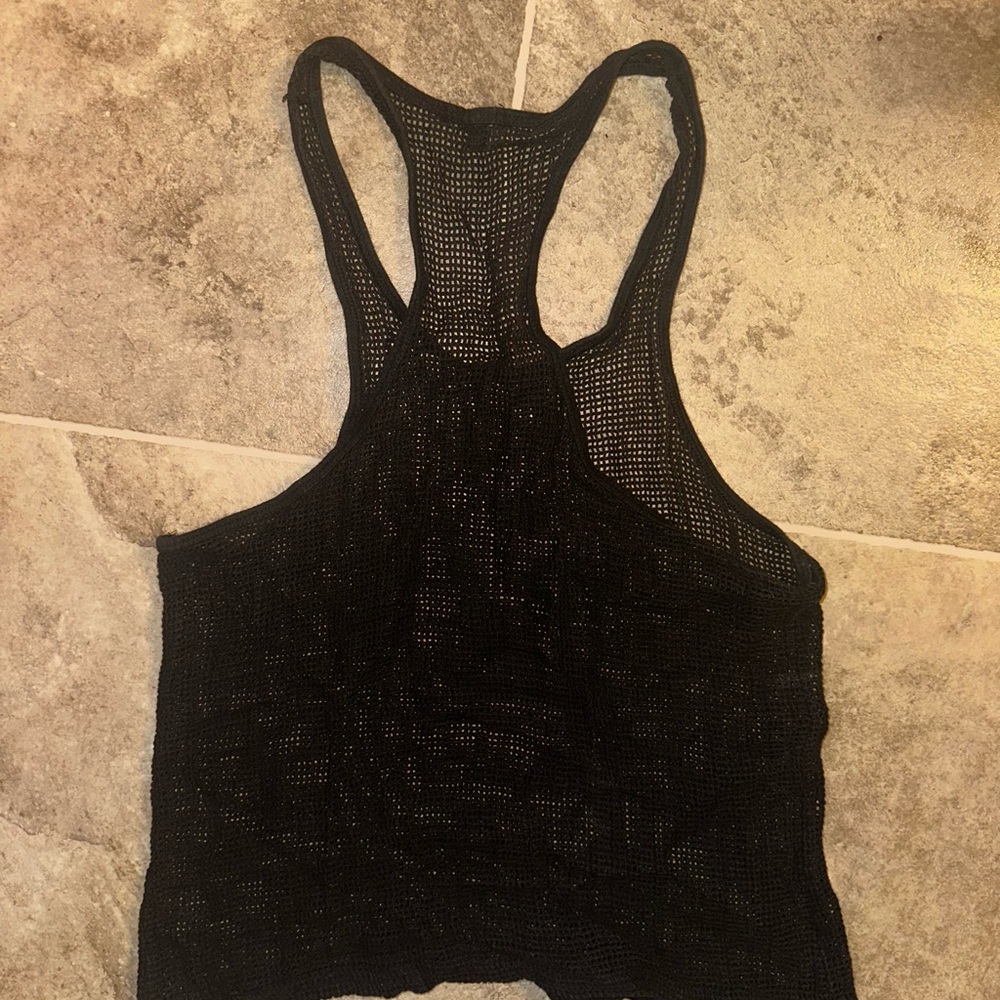Black Mesh Men’s Tank Top - Picture 3 of 3
